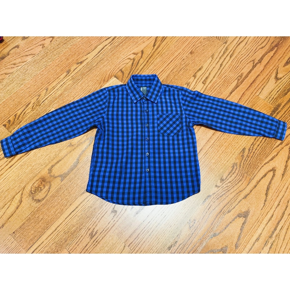 Gingham Buttondown Cotton Shirt, Big Boy